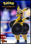  absurd_res anthro big_breasts big_butt breasts butt clothing cosplay_pikachu_(costume) damncheezy female hi_res holding_butt huge_breasts huge_butt looking_back mask nintendo pikachu pikachu_libre pok&eacute;mon pok&eacute;mon_(species) solo standing thick_thighs video_games 