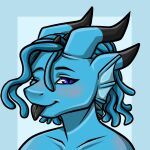  absurd_res ambiguous_gender anthro black_horn_tip black_tongue blep blue_background blue_body blue_eyes blue_scales blush dragon dragonborn_(dnd) dungeons_and_dragons fin girly hair hasbro headshot_portrait hi_res horn icon male one_eye_closed portrait pseudo_hair pupils sabrinaaparicio scales simple_background slit_pupils smile soar_sarhyljan_(yissnakkjr) solo tentacle_hair tentacles tongue tongue_out wink wizards_of_the_coast 