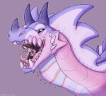  blue_eyes brown_body dragon feral green_eyes horn neck_bulge open_mouth oral_vore pink_body russuan_sable scales symrea teeth_showing vore 
