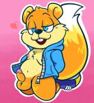  &lt;3 anthro balls belly blue_eyes bottomless clothed clothing conker conker&#039;s_bad_fur_day erection footwear fur genitals hi_res hoodie male mammal navel nipples penis rareware red_body red_fur rodent sciurid shoes sinribbons slightly_chubby sneakers solo topwear video_games 