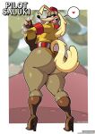  absurd_res anthro big_breasts big_butt blonde_hair bodily_fluids boots breasts butt canid canine canis chinook clothing cuphead_(game) domestic_dog female footwear hair hi_res high_heeled_boots high_heels huge_butt jerking_off_hand_motion lollipopcon mammal pilot_saluki_(cuphead) rear_view solo standing sweat sweaty_butt thick_thighs video_games wide_hips 