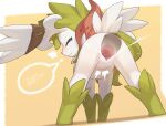  absurd_res anus butt female feral genitals hi_res legendary_pok&eacute;mon looking_at_viewer nintendo penetration pok&eacute;mon pok&eacute;mon_(species) pussy rear_view shaymin sky_forme_shaymin solo vaginal vaginal_penetration video_games white_body zinfyu 
