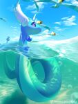  ambiguous_gender dragonair feral group hi_res menruiplusalpha nintendo outside partially_submerged pok&eacute;mon pok&eacute;mon_(species) purple_eyes sea serpentine video_games water wingull 