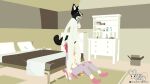  3d_(artwork) ambiguous_gender anatomically_correct anatomically_correct_genitalia anatomically_correct_pussy animal_genitalia animal_pussy anthro bed bedroom between_legs bodily_fluids border_collie breasts canid canine canine_pussy canis cel_shading collie digital_media_(artwork) domestic_dog duo female female/female furniture genital_fluids genitals herding_dog hi_res katlin_perkins mammal mouse murid murine mynka nipples nude open_mouth pastoral_dog peeing pussy rodent shaded sheepdog sitting_on_ground urine urine_on_body urine_pool urine_stream 