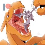  1:1 ambiguous_gender bodily_fluids charizard duo fangs front_view glistening glistening_eyes glistening_tongue grey_body grey_tail grey_wings imminent_oral_vore imminent_vore imperatorcaesar membrane_(anatomy) membranous_wings mouth_shot nintendo open_mouth orange_body patreon patreon_logo pok&eacute;mon pok&eacute;mon_(species) purple_eyes saliva saliva_on_tongue saliva_string sharp_teeth signature simple_background spade_tail teeth tongue video_games white_background wings 