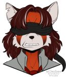  2022 ailurid alpha_channel blindfold clothed clothing digital_media_(artwork) fur kittydee male mammal red_panda simple_background solo teeth transparent_background white_body white_fur 