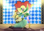  ballet blonde_hair clothing contest dancing dress duo female feral freewolf_(artist) hair hisuian_form hisuian_lilligant lilligant nintendo pok&eacute;mon pok&eacute;mon_(species) regional_form_(pok&eacute;mon) ribbons stage trainer_aliyah video_games 