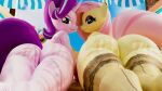  16:9 3d_(artwork) anthro big_butt butt digital_media_(artwork) duo female female/female fluttergoth fluttershy_(mlp) friendship_is_magic hasbro hi_res huge_butt my_little_pony nude smile starlight_glimmer_(mlp) symm widescreen 