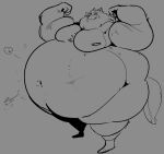  anthro belly belly_inflation big_belly blaidd_(elden_ring) canid canine canis chest_tuft elden_ring eye_scar facial_scar flexing fromsoftware inflation male mammal muscular muscular_arms muscular_male overweight overweight_male scar solo strongfat theheliumtiger tuft video_games wolf 
