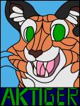  anthro badge felid gryphonglassworks hi_res mammal pantherine portrait sharp_teeth solo stained_glass teeth tiger 