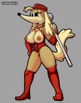  absurd_res anthro big_breasts big_ears breasts canid canine canis clothing corset darkadibuja domestic_dog dominatrix female gloves handwear hi_res latex_gloves latex_stockings lingerie long_ears mammal nipples solo topwear 
