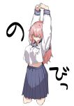  closed_eyes highres komaro-chan long_hair muchi_maro open_mouth pink_hair school_uniform stretching white_background 