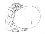  anthro belly belly_inflation big_belly black_nose blizzard_entertainment canid canine canis clothing genn_greymane hi_res huttsergreywolf inflation male mammal monochrome navel overweight overweight_male sharp_teeth smile solo teeth torn_clothing tusks video_games warcraft were werecanid wolf worgen 