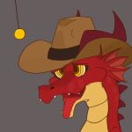  1:1 animated belly clothing colored cowboy cowboy_hat dragon half-closed_eyes hat headgear headwear henry_(henrycharizardboi) henrycharizardboi hypnosis hypnotic_eyes lizard male mind_control narrowed_eyes open_mouth pupils red_body red_scales reptile scales scalie short_playtime solo tongue tongue_out western_dragon yellow_belly 