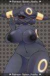  absurd_res anthro black_body breasts eeveelution female genitals hashu hi_res looking_at_viewer nintendo nipples nude pok&eacute;mon pok&eacute;mon_(species) pok&eacute;morph pussy solo umbreon video_games 