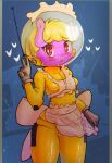  anthro blonde_hair blush blush_stickers breasts clothing equid equine fallout_equestria female hair hasbro hazmat_suit hi_res horse invalid_tag maid_hat maid_uniform mammal mistleinn my_little_pony pink_eyes pony puppysmiles_(fallout_equestria) solo uniform 