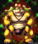  absurd_res accessory anthro balls_outline big_penis bowser bulge chubby_anthro clothing cock_ring cuff_(restraint) detailed_bulge genital_outline genitals harness hi_res jewelry koopa leather leather_clothing leather_collar leather_cuffs leather_harness leather_underwear looking_at_viewer male mario_bros muscular nintendo penis penis_accessory penis_jewelry restraints scalie slightly_chubby solo solo_focus underwear video_games yunartsn 