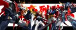  absurdres arm_slave_(mecha) axe cape clenched_hands crossover fiery_wings fin_funnels gattai getter_robo getter_robo_daikessen! ginga_no_kou grendizer grendizer_(grendizer_u) grendizer_u highres holding holding_axe holding_sword holding_weapon horns huge_horns looking_at_viewer mazinemperor_g mazinger_(series) mazinkaiser mazinkaiser_(robot) mecha mecha_focus mechanical_wings no_humans pilder robot science_fiction shin_getter_dragon spear_of_cassius spikes super_robot super_robot_wars super_robot_wars_v super_robot_wars_x sword ufo_robo_grendizer weapon wings yellow_eyes 