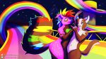 black_body black_fur border_collie canid canine canis collie domestic_dog flesh_tunnel fluffy fluffy_tail fur heart_symbol herding_dog hi_res lgbt_pride male male/male mammal mario_bros mario_kart mario_kart_8_deluxe mohawk multicolored_body multicolored_fur multicolored_tail nintendo pastoral_dog pink_body pink_fur pride_colors purple_eyes rainbow rainbow_body rainbow_fur rainbow_road rainbow_tail red_eyes sheepdog sparklefur tail trans_(lore) transgender_pride_colors