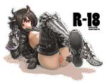  animal_ears anus armor bad_id bad_pixiv_id black_hair boots censored engrish final_fantasy final_fantasy_xiv gloves highres open_clothes open_mouth open_shirt pointless_censoring pubic_hair pussy pussy_juice ranguage saitou_masatsugu shirt solo thigh_strap thighhighs 