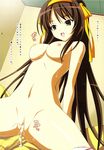  breasts censored cum cum_in_pussy highres kinohara_hikaru large_breasts long_hair navel nipples nude solo suzumiya_haruhi suzumiya_haruhi_no_yuuutsu translated 