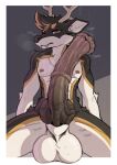 absurd_res animal_genitalia animal_penis anthro antlers athletic athletic_anthro athletic_male balls big_balls big_penis bodily_fluids canid canine deer equine_genitalia equine_penis erection genital_fluids genitals hi_res horn huge_balls huge_penis hybrid hybrid_genitalia hybrid_penis knot knotted_equine_penis knotted_penis kyzermutt male mammal nipples penis precum solo spread_legs spreading sweat throbbing throbbing_balls unit_no04 vein veiny_penis