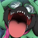 1:1 blush deltarune eyewear glasses holding_viewer imminent_vore looking_at_viewer male male_pred mouth_shot one_eye_closed open_mouth oral_vore prey_pov ralsei scarf sharkdiariesda solo teeth tongue tongue_out undertale_(series) unseen_prey vore