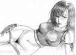  artist_request breasts final_fantasy final_fantasy_vii final_fantasy_vii_advent_children gloves greyscale groin large_breasts long_hair monochrome panties panty_pull pubic_hair shirt solo source_request taut_clothes taut_shirt tifa_lockhart underwear 