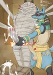  absurd_res anthro bamumu10 bdsm bodily_fluids bondage bound cum cumshot duo edit ejaculation genital_fluids genitals handjob hi_res holowear_(pok&eacute;mon) incineroar lucario male male/male mummification nintendo penile penis pok&eacute;mon pok&eacute;mon_(species) pok&eacute;mon_unite ruins_style_lucario sex uncensored video_games 