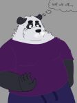  anthro bottomwear clothed clothing fur giant_panda hi_res male mammal overweight overweight_male pandaandy solo topwear ursid white_body white_fur 