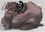  abdominal_bulge after_vore anthro belly big_belly brother_bear brown_body brown_fur burping dialogue fur hauoli47 male mammal same_size_vore text tug_(brother_bear) ursid vore 