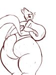  anthro anus big_breasts big_butt bodily_fluids breasts butt clothing embarrassed felid feline female hi_res huge_breasts huge_butt l0ad1ng mammal simple_background solo sweat sweatdrop thick_thighs tight_clothing whiskers worried 