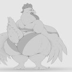  anthro avian avian_caruncle big_breasts big_butt bird bra breasts butt chicken chubby_female clothing comb_(anatomy) draconder eyewear female galliform gallus_(genus) glasses head_crest hi_res huge_breasts hyper hyper_breasts liz_(draconder) looking_at_viewer overweight panties phasianid raised_tail rear_view solo underwear wide_hips winged_arms wings 