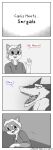  2021 absurd_res anthro black_nose bodily_fluids canid canine canis canis_(canisfidelis) canisfidelis clothing comic dialogue disgust domestic_dog english_text eyebrows hair hi_res humor male mammal monochrome motion_lines mouth_shot open_mouth saliva saliva_on_tongue sergal shiba_inu shirt short_hair simple_background smile solo speech_bubble spitz standing teeth text tongue topwear 