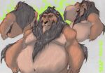  anthro belly big_belly disney eye_scar facial_scar felid hauoli47 lion male mammal mane mature_male moobs overweight overweight_male pantherine scar scar_(the_lion_king) solo the_lion_king 