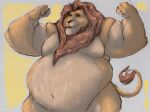  anthro belly big_belly disney felid flexing hauoli47 lion male mammal mane mature_male moobs mufasa muscular muscular_male overweight overweight_male pantherine solo strongfat the_lion_king 