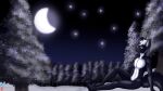  anthro canid canine canis draik forest full_moon hi_res male mammal moon night plant simple_background snow solo star tree wallpaper wolf 