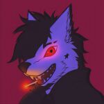  anthro canid canine canis darkito darkito420 hi_res male mammal one_eye_closed open_mouth simple_background smoking solo wolf 