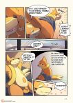  absurd_res animal_genitalia balls blue_eyes blush bodily_fluids buizel butt butt_sniffing close-up clothing comic cute_fangs duo english_text fangs feral fin floatzel fluffy genitals hi_res lester_(risenpaw) male male/male ness_(risenpaw) nintendo one_eye_closed orange_body pok&eacute;mon pok&eacute;mon_(species) presenting presenting_hindquarters raised_tail rear_view risenpaw romantic romantic_couple semi-anthro sheath slightly_chubby smile sniffing sniffing_anus sweat text video_games 