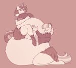  5_fingers anthro anthrofied belly big_belly big_breasts bottomwear breasts bumpywish clothing coco_pommel_(mlp) duo earth_pony embrace equestria_girls equid equine eyes_closed female female/female fingers friendship_is_magic hasbro hi_res horn horse hug humanoid_hands hyper hyper_belly hyper_pregnancy mammal monochrome my_little_pony pony pregnant simple_background skirt smile sunset_shimmer_(eg) unicorn 