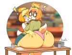 absurd_res animal_crossing anthro anthro_on_anthro big_butt bottomwear butt canid canine canis clothing derpybelle domestic_dog female female/female hi_res huge_butt isabelle_(animal_crossing) jhenightfox mammal nintendo panties shih_tzu skirt toy_dog underwear video_games 