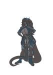  absurd_res anthro armor big_breasts black_body black_hair blue_horn blue_stripes bottomwear breasts cleavage_cutout clothing dragonborn_(dnd) dungeons_and_dragons female hair hasbro hi_res horn loincloth long_hair macuahuitl solo solo_focus stripes thick_thighs wizards_of_the_coast yellow_eyes 