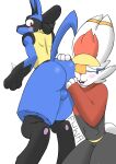  absurd_res anthro anus balls blue_body blue_fur blush butt canid canine duo embrace fur fuwa genitals grey_body grey_fur hi_res hug lagomorph lucario male male/male mammal mr_fuwa nintendo pok&eacute;mon pok&eacute;mon_(species) raised_tail red_body red_eyes red_fur surprised_expression video_games white_body white_fur 
