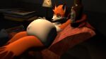  3d_(artwork) anthro belly big_belly bloated canid canine digital_media_(artwork) fox hi_res humanoid hyper hyper_belly justin_arcmoore_(timejumpingfox) male mammal overweight solo source_filmmaker 