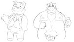  2022 animal_crossing anthro balls beardo_(animal_crossing) belly big_belly cellphone clothing facial_hair flaccid genitals hi_res male mammal mature_male moobs mustache necktie nintendo nipples overweight overweight_male penis phone shirt sketch smartphone smut_leo solo tongue tongue_out topwear ursid video_games 