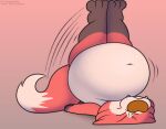  ambiguous_gender anthro belly big_belly canid canine digital_media_(artwork) drake_(kitty_pride) fox foxball happy hi_res kitty_pride mammal navel nude obese overweight simple_background smile solo video_games 