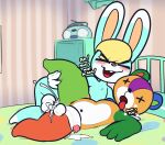  anal anal_orgasm animal_crossing animate_inanimate anthro blonde_hair blue_body blue_fur bodily_fluids cum cum_in_ass cum_inside cum_while_penetrated duo fur genital_fluids hair lagomorph leporid living_plushie male male/male male_penetrated male_penetrating male_penetrating_male mammal nintendo orgasm penetration plushie rabbit rabblet sasha_(animal_crossing) sex stitches_(animal_crossing) teddy_bear ursid video_games 