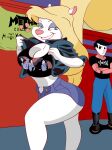  absurd_res animal_humanoid animaniacs animaniacs_(2020) anthro big_breasts big_butt blonde_hair blue_eyes bottomwear breasts butt clothed clothing duo female fur hair heavy_metal hi_res hugotaker human humanoid male mammal mammal_humanoid medium_breasts mime minerva_mink miniskirt mink mustela mustela_humanoid mustelid mustelid_humanoid musteline musteline_humanoid navel punk skirt smile standing thick_thighs toony true_musteline warner_brothers white_body white_fur wide_hips yellow_body yellow_fur yellow_tail 