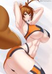  abs animal_humanoid armpit_fetish big_breasts big_butt blazblue blush breasts brown_hair butt dufreyjupiter female hair hands_behind_head hi_res huge_breasts humanoid makoto_nanaya mammal mammal_humanoid navel pinup pose rodent rodent_humanoid sciurid sciurid_humanoid short_hair squirrel_humanoid video_games 