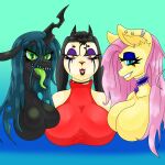  anthro breasts female fluttershy_(mlp) friendship_is_magic hasbro hi_res m-47 my_little_pony paimox queen_chrysalis_(mlp) 